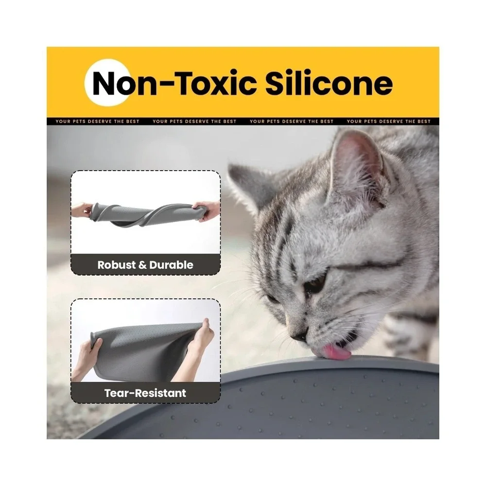 Pet Food Mat Cat-Dog-Puppy Silicone Pink Feeding Non-slip Waterproof Mat 18x12in